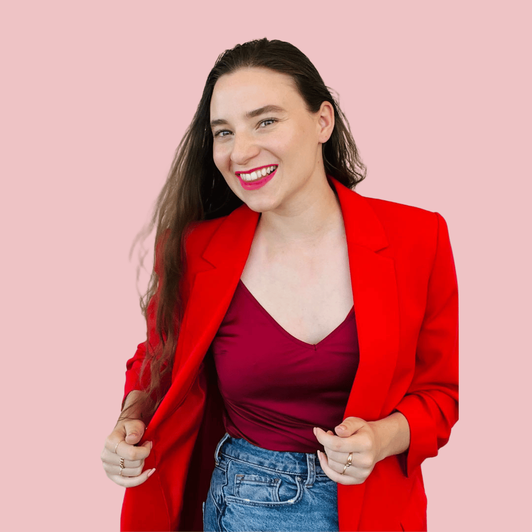 Jeannine Friedrich in a red blazer